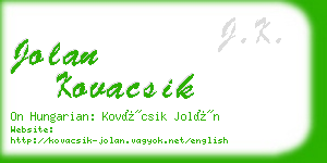 jolan kovacsik business card